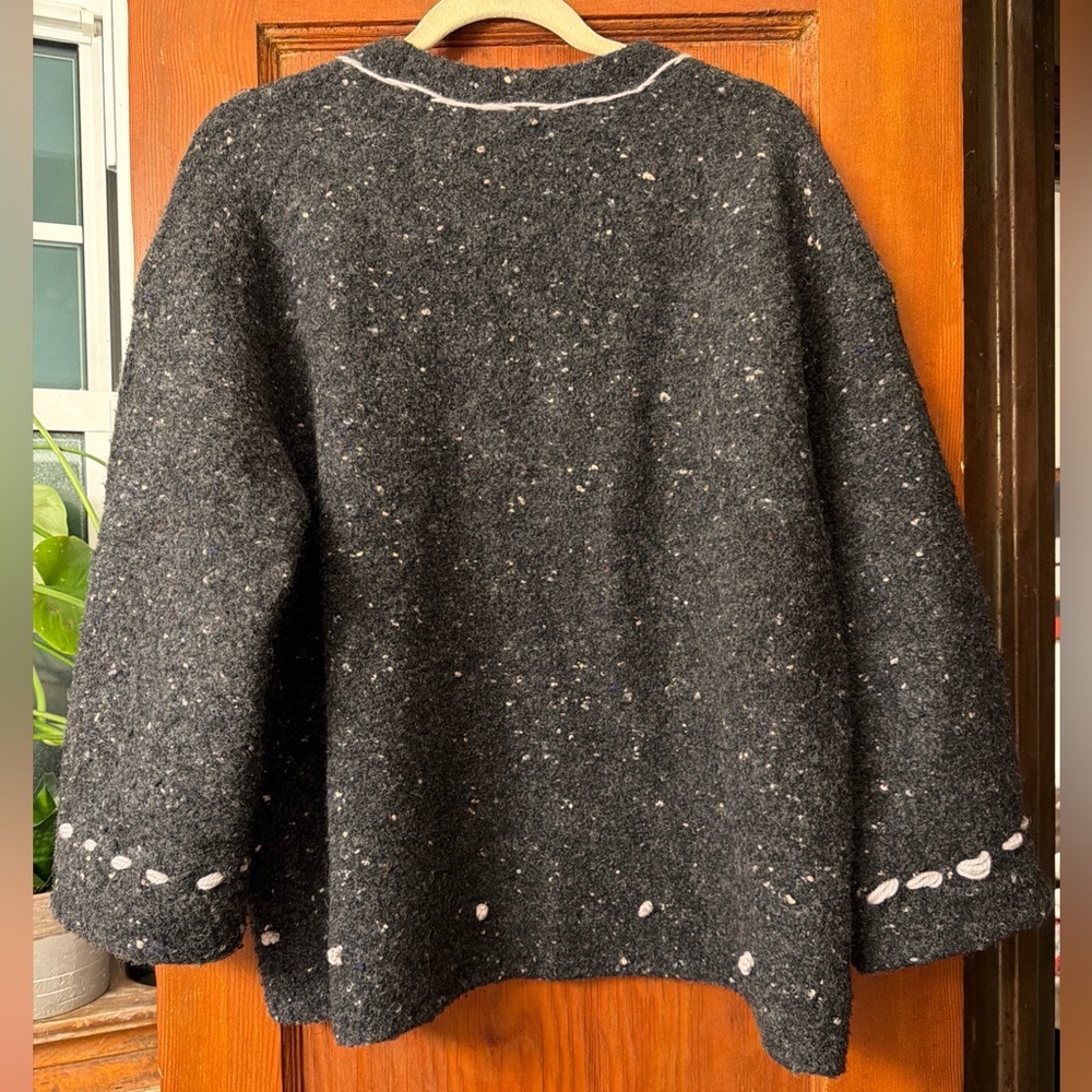 Everlane Speckled Oversized Woolblend DIY Boucle-Crewneck Gray & Ivory Sweater L - Picture 2 of 16